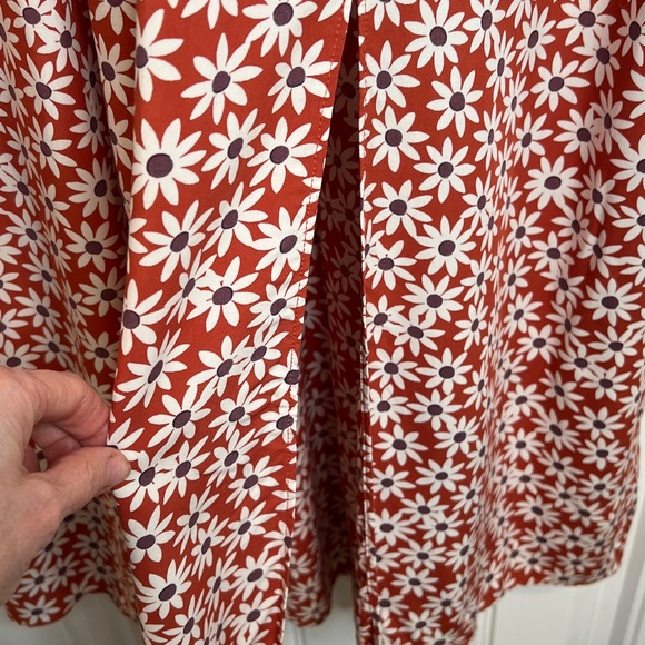 Madewell Rust Red/White Floral Women's Midi Dress. Size Small. - Picture 9 of 14